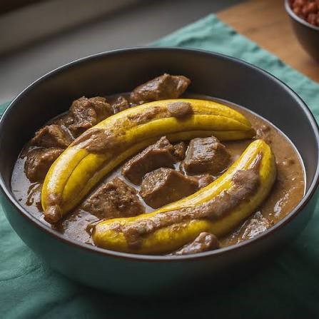 Traditional Chagga banana and meat dish preparation